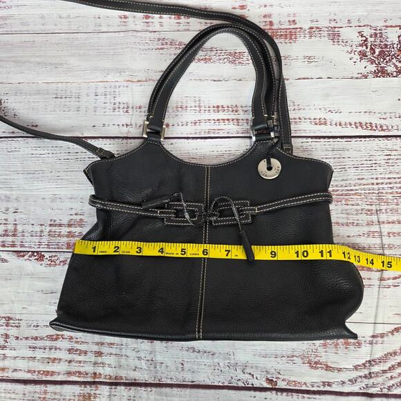 The Sak Black Leather Purse Tote Dual Handle Crossbody Timeless Classic Bag - Picture 13 of 16